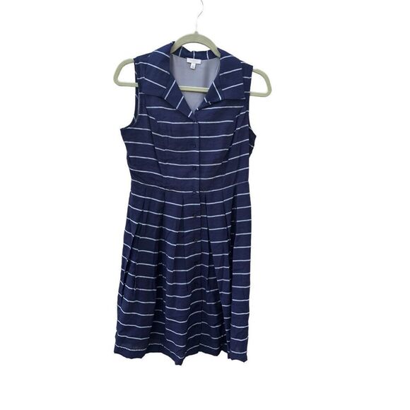 Talbots Women's Blue Striped Outlet Button Down Dress Size 6 - Picture 1 of 4